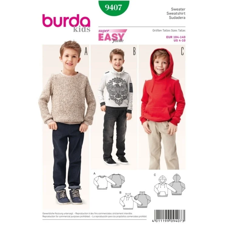Schnittmuster Sweater, Burda 9407
