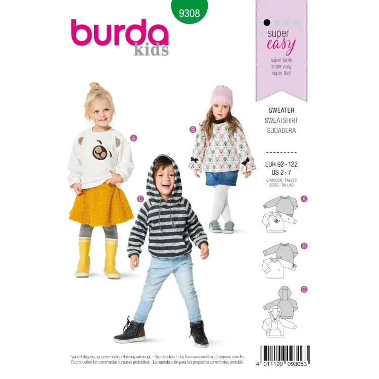 Schnittmuster Sweater, Burda Kids 9308