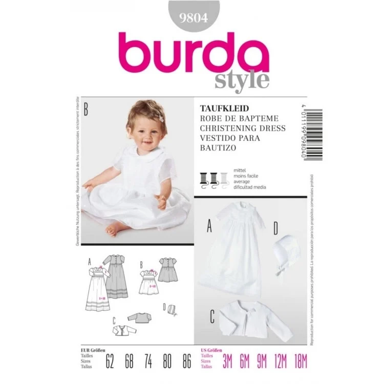 Schnittmuster Taufkleid, Burda 9804
