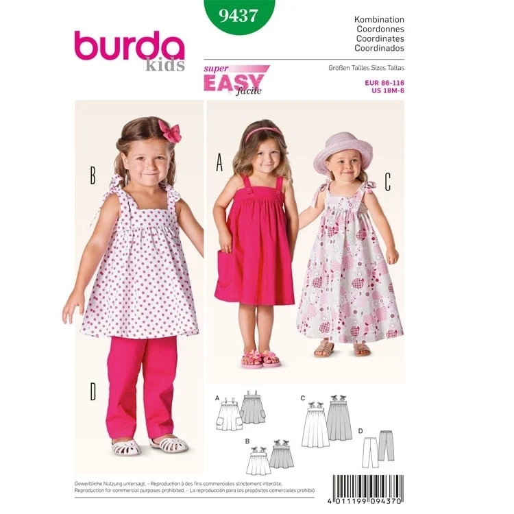Schnittmuster Träger-Kleid – Hose, Burda 9437
