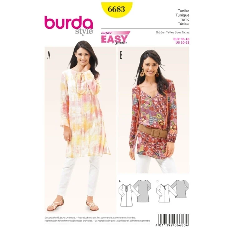 Schnittmuster Tunika, Burda 6683