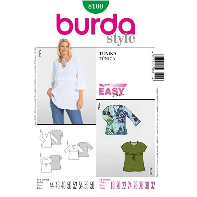 Schnittmuster Tunika, Burda 8100