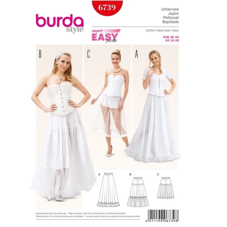 Schnittmuster Unterrock, Burda 6739
