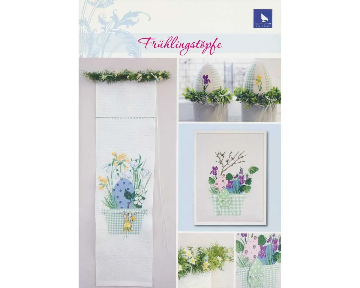 1 Restexemplar Stick- und Nähvorlage: Frühlingstöpfe, Acufactum, Mangel