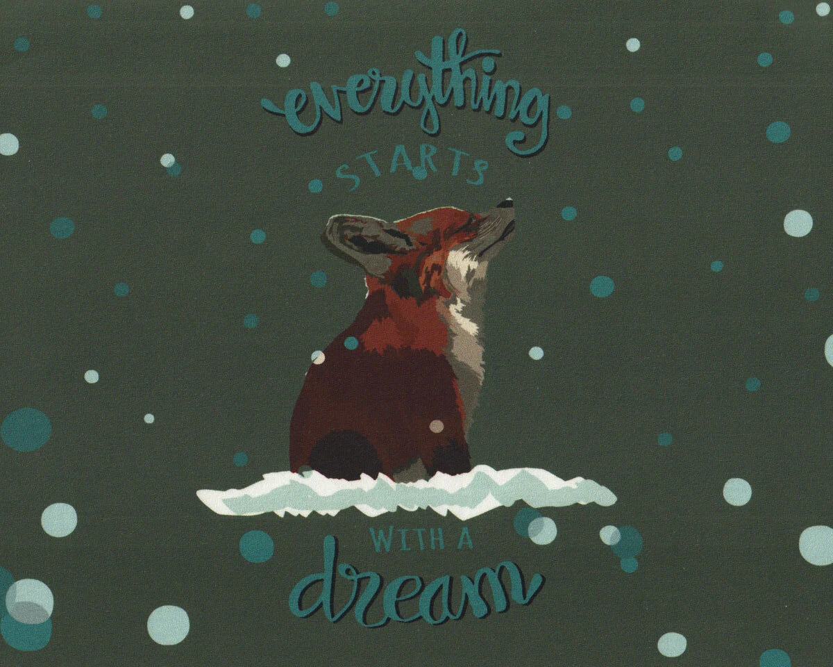 1,00-m-Panel Sommersweat DREAMER, Fuchs, moosgrün, Bienvenido Colorido