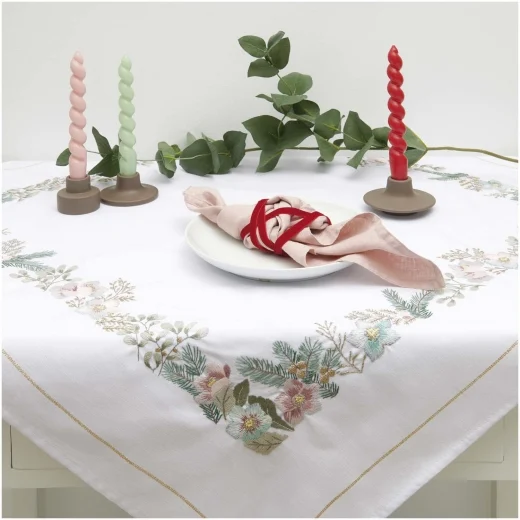 Tischdecke Christrosen bedruckt - Rico Design (Stickpackung)