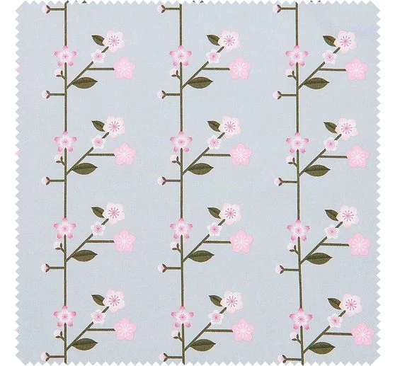 Baumwoll-Stoff Popeline "Sakura Zweige Smoke Blue"