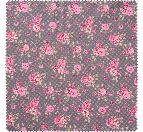 Baumwoll-Stoff "Rosenborg" Rosé/Taupe