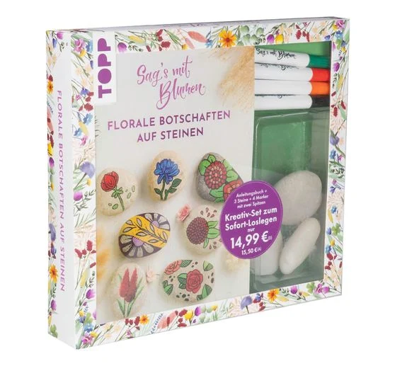 Kreativ-Set "Sag's mit Blumen - Florale Botschaften auf Steinen."