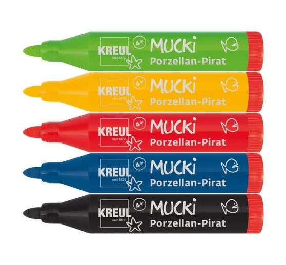 Mucki Porzellan-Pirat, Porzellanmalstift, 5er-Set