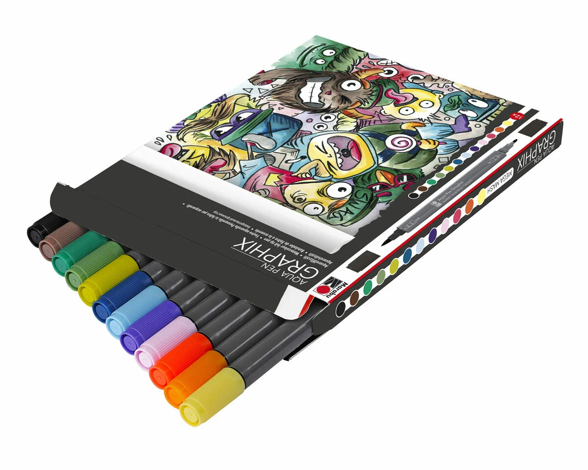 12 Aquarellfilzstifte GRAPHIX Mega Mash, Marabu
