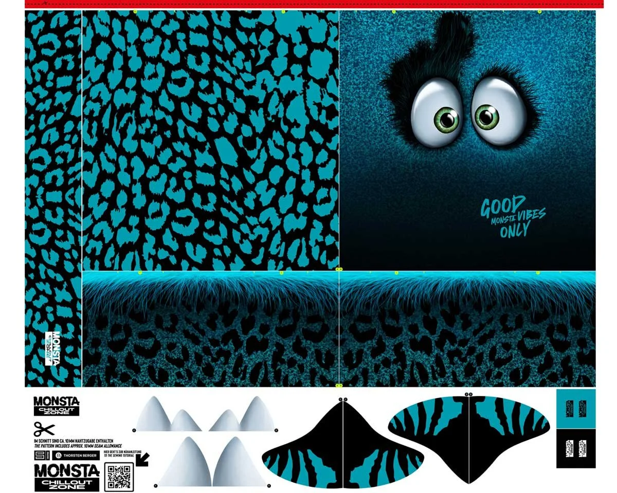 1,20-m-Kissen-Panel Samtstoff MONSTA PILLOWS by Thorsten Berger, petrol