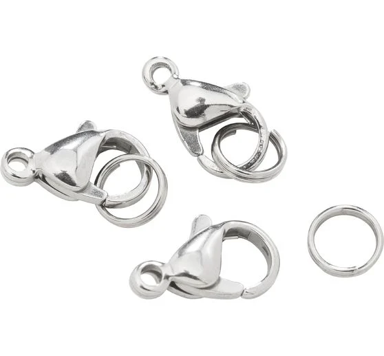 Karabinerhaken, Edelstahl, 3 Stück