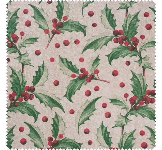 Motiv-Stoff Leinenoptik "Ilex"
