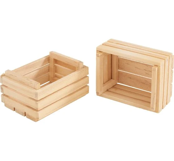 VBS Miniatur Holz-Obststiege, 2 Stück