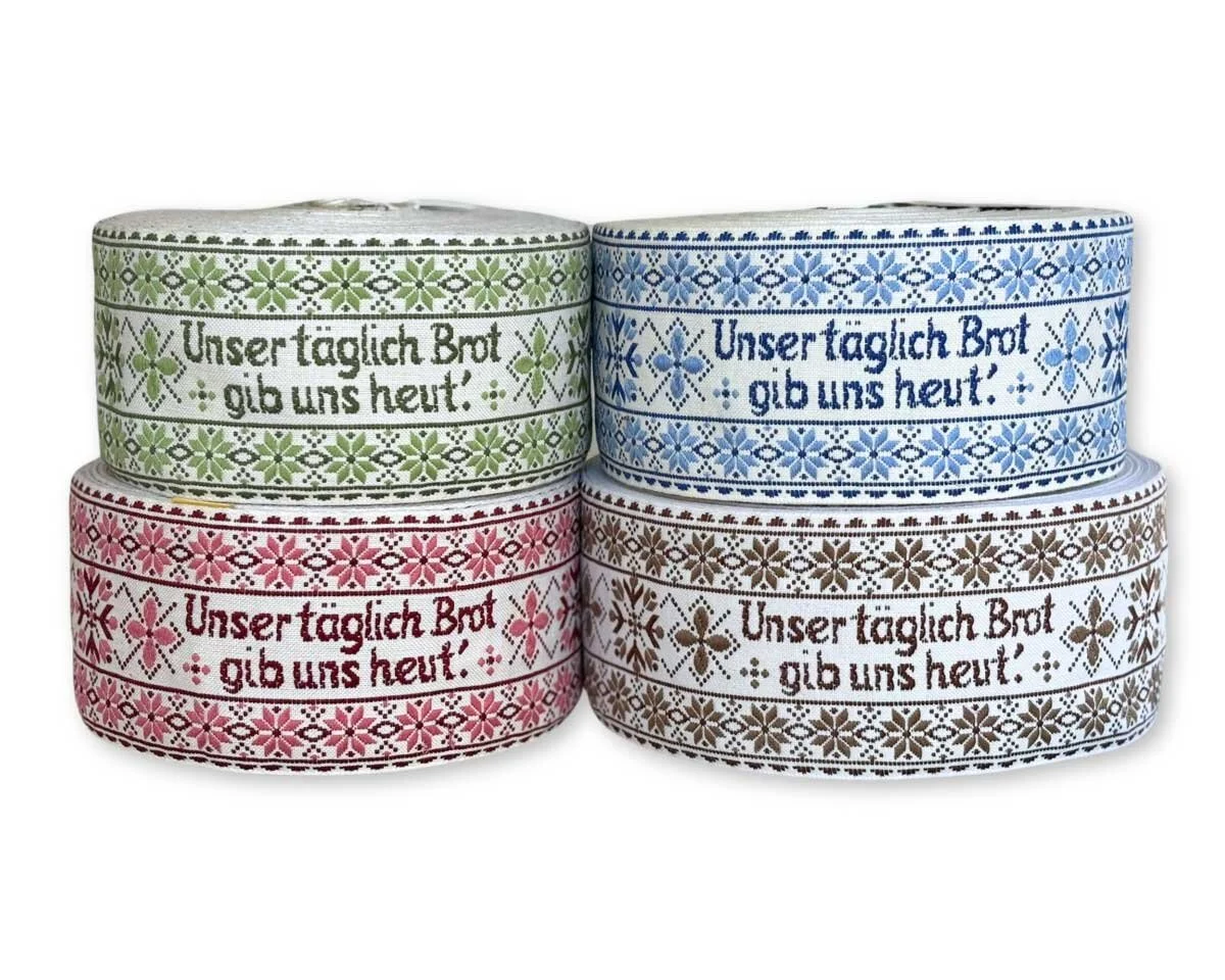 18-cm-Rapport Webband VATERUNSER, 80 mm breit, Gebet, Vaupel & Heilenbeck