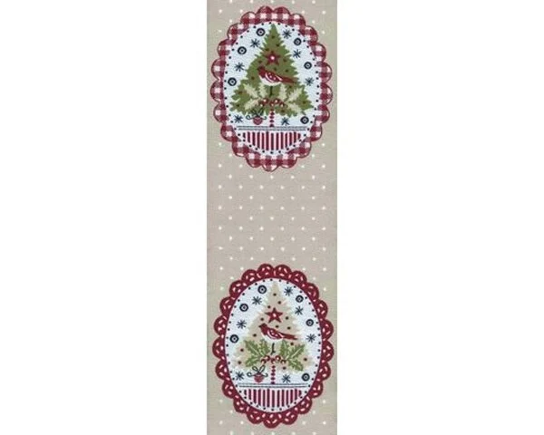 19-cm-Rapport Schmuckwebband WEIHNACHTSOVALE, beige, Acufactum