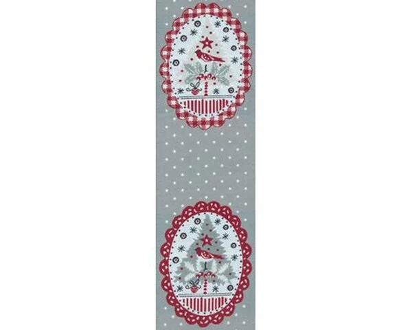 19-cm-Rapport Schmuckwebband WEIHNACHTSOVALE, grau, Acufactum