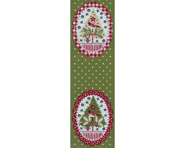 19-cm-Rapport Schmuckwebband WEIHNACHTSOVALE, olivegrün, Acufactum