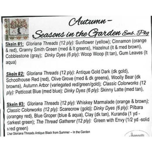 Jeannette Douglas - Seasons In The Garden - Autumn (Embellishment Pack)