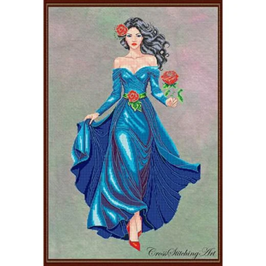 Cross Stitching Art - Mirabelle, The Midnight Rose