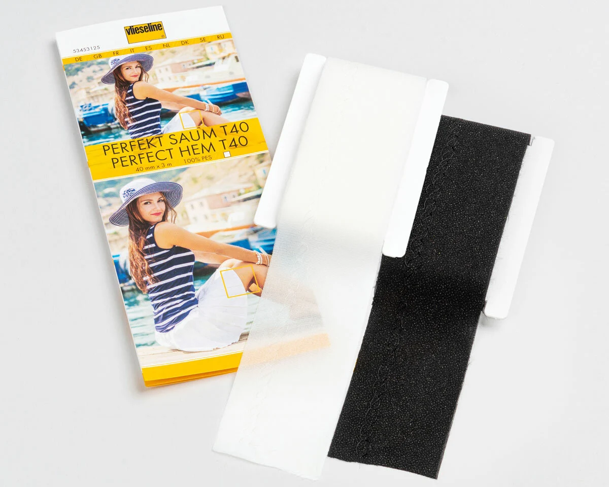 3 m PERFEKT SAUM T40, weiß und grafit, Vlieseline