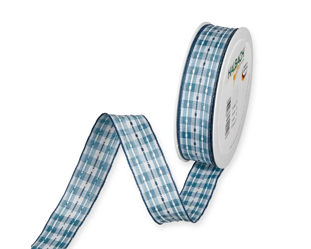 3 m Webband KARO, kariert, 25 mm, blau-weiß