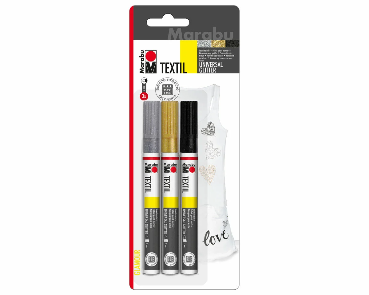 3 Textil Painter GLITTER mit Glitzereffekt, Marabu