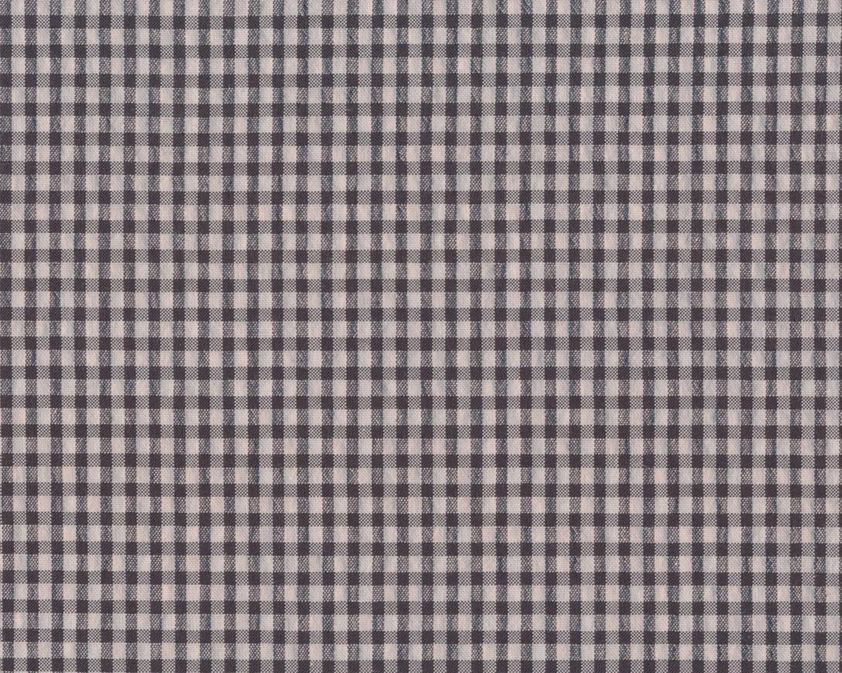 35 cm Reststück Baumwollwebstoff SEERSUCKER, Vichykaro, schwarz, Hilco