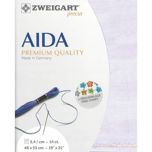 Zweigart Aida 14ct - Farbe 5059 vintage flieder (Precut 48x53 cm)