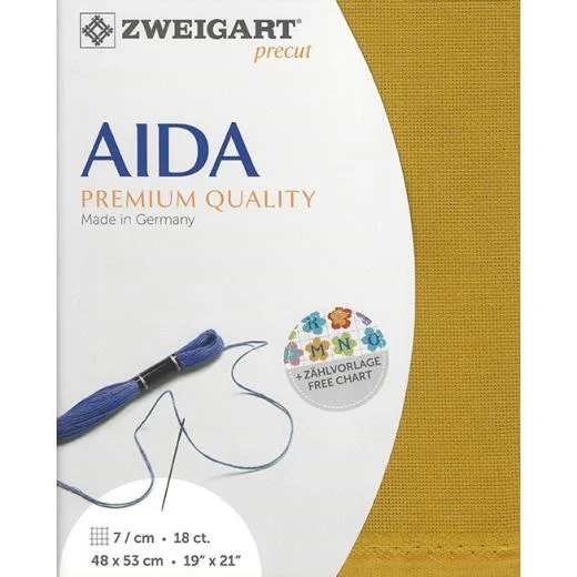 Zweigart Aida 18ct - Farbe 3008 curry (Precut 48x53 cm)