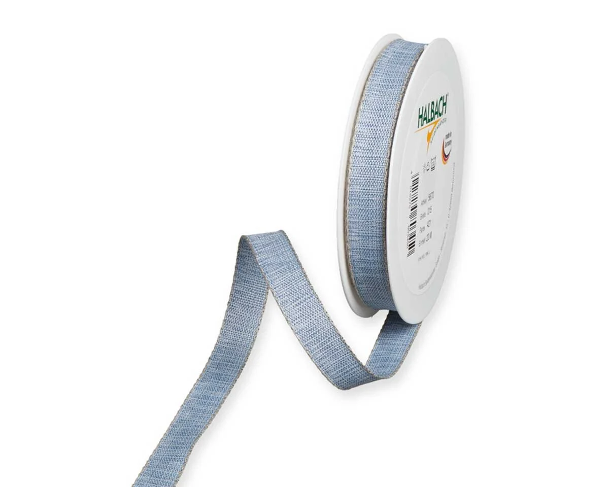 4 m Dekoband mit Leinenkanten, 15 mm, blau