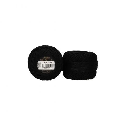 Anchor Perlgarn Stärke 8 - 10g - 403 schwarz