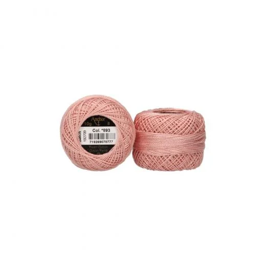Anchor Perlgarn Stärke 8 - 10g - 893 fraise