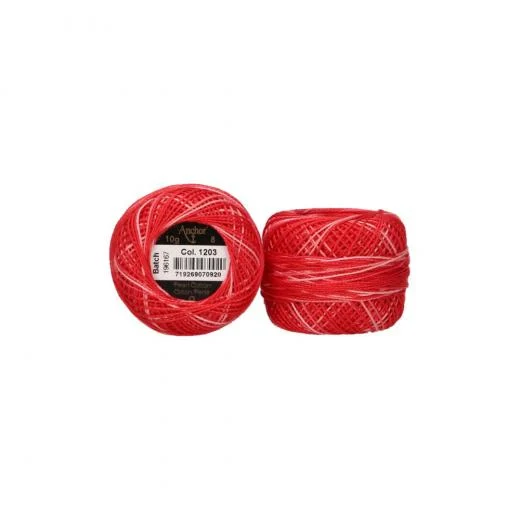 Anchor Perlgarn Stärke 8 - 10g - 1203 rot ombre