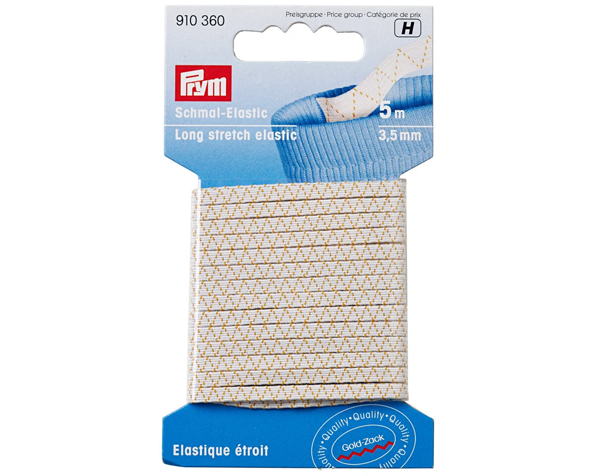 5 m Gummiband Schmal-Elastic, 3,5 mm, weiß, Prym