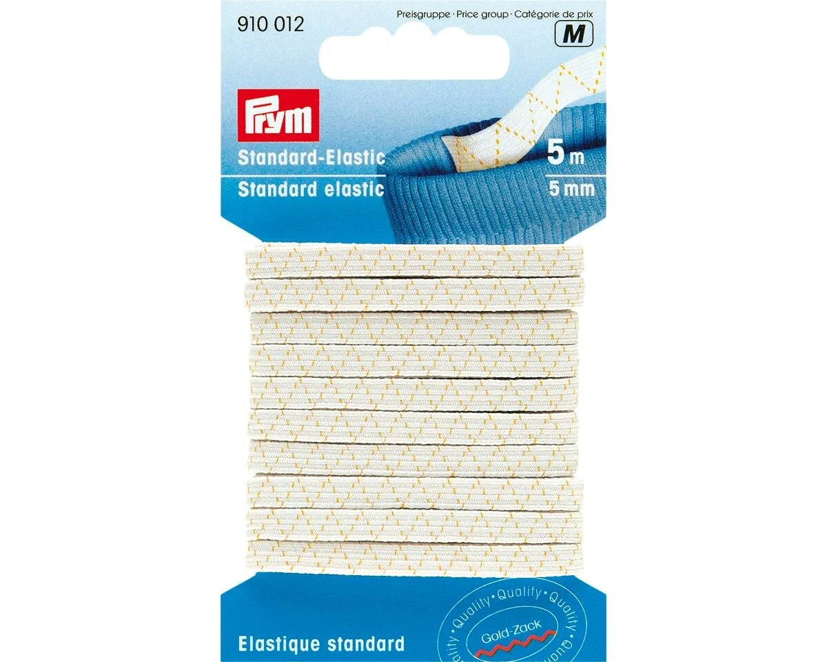 5 m Gummiband Standard-Elastic, 5 mm, weiß, Prym