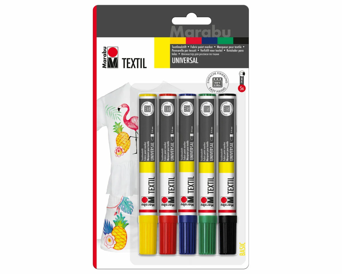 5 Textil Painter für helle Stoffe, 2-4 mm, Marabu