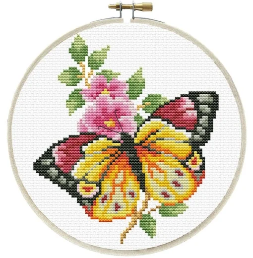Butterfly Bouquet mit Stickring - Needleart World (Stickpackung)