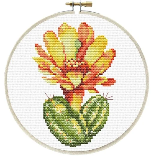 Yellow Cactus mit Stickring - Needleart World (Stickpackung)