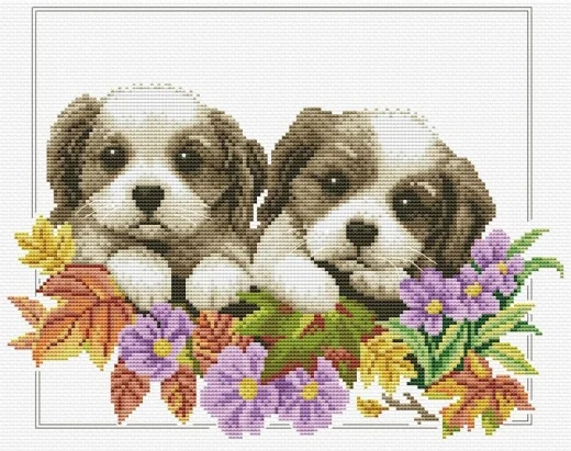 Peeking Pups - Needleart World (Stickpackung)