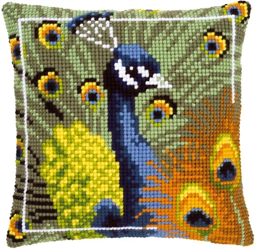 Vervaco - Kreuzstichkissen Stolzer Pfau