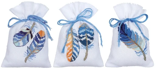 Vervaco - Geschenksäckchen Federn 3er-Set