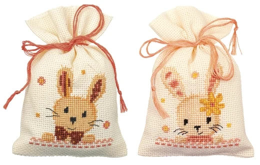 Vervaco - Geschenksäckchen Hasen 2er-Set