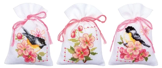 Vervaco - Geschenksäckchen Kohlmeisen 3er-Set