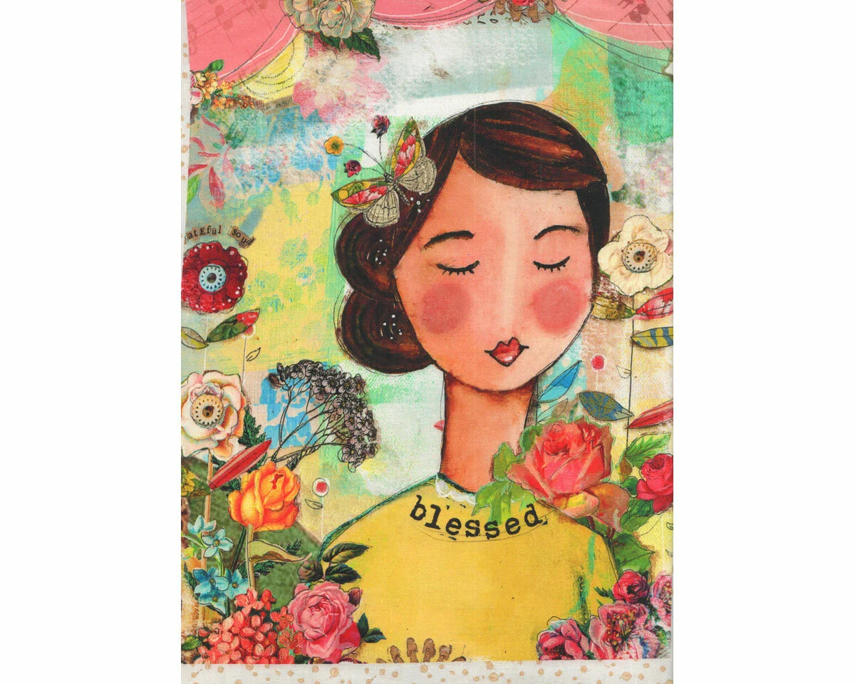 60-cm-Abschnitt Patchworkstoff Soulshine and Daydreams, Bilder-Collagen, Kelly Rae Roberts