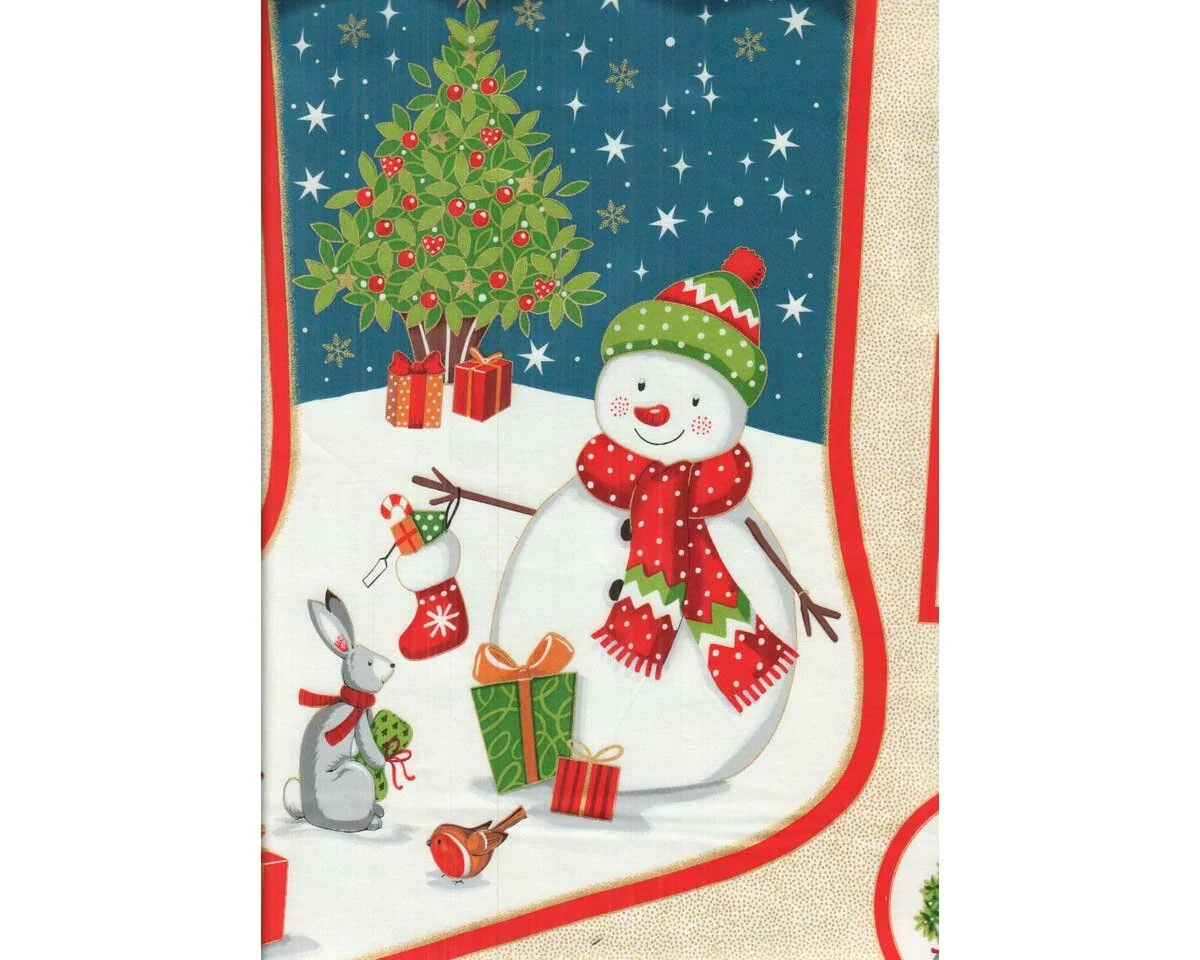 60-cm-Panel Metallic-Patchworkstoff LARGE STOCKING, Nikolausstiefel, Hilco