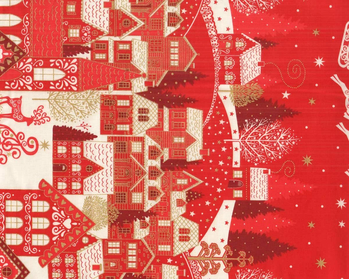 60-cm-Panel Metallic-Patchworkstoff SCANDI CALENDER, Adventskalender, Hilco