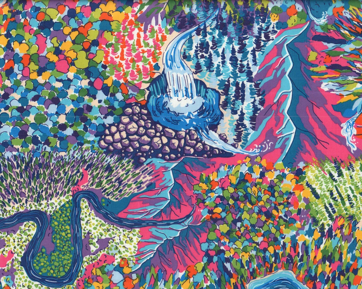 60-cm-Panel Patchworkstoff MIGRATION, abstrakte Landschaft, Lorraine Turner