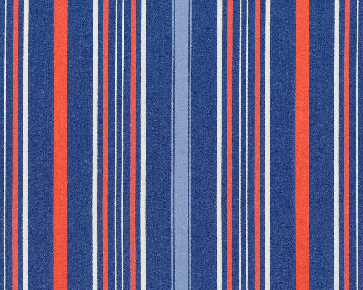 60 cm Reststück Designer Hemdenstoff SMITH aus Italien, Satin-Streifen, blau-orange
